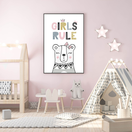 Poster Children's Girls rule 40X50 cm + gold frame