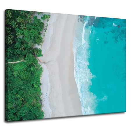 Canvas Print Water Waves Shore Trees Nature 100x80 cm