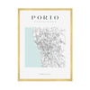 Poster Porto city map square 40X50 cm + gold frame