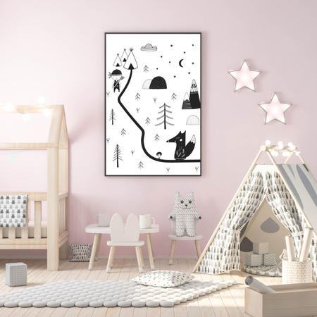 Children's fox poster 40X50 cm + gold frame