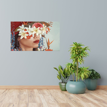Canvas Print Woman Lips Flowers Nature 120x80 cm