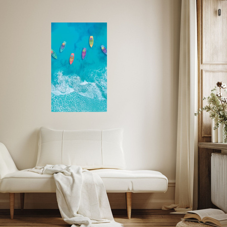 Canvas Print Boats on Water Ocean Blue 80x120 cm