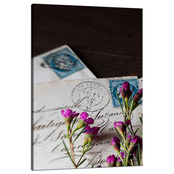 Canvas Print Letters Purple Flowers Vintage 80x120