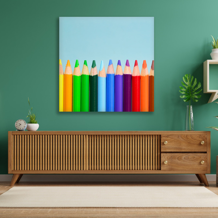 Canvas Print Abstract Rainbow Crayons 40x40