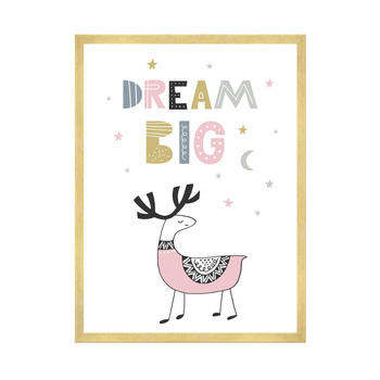 Poster Children's Dream big 40X50 cm + gold frame