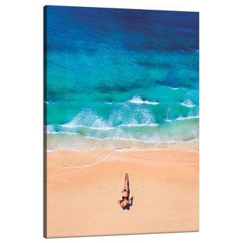 Canvas Print Woman Beach Sun Waves 80x120 cm