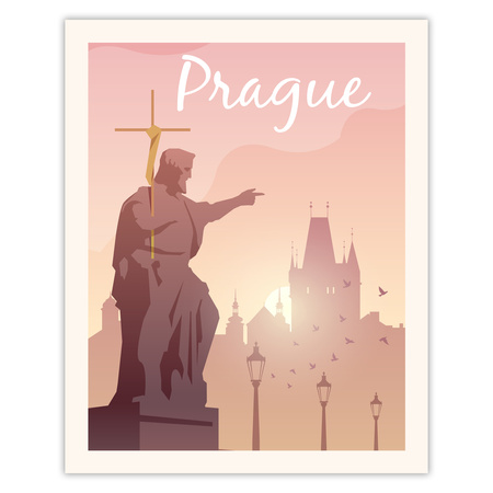 Poster of the City of Prague 40X50 cm + gold frame