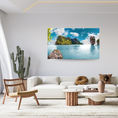 Canvas Print Oil Art Rock Water Mountains 100x80 cm