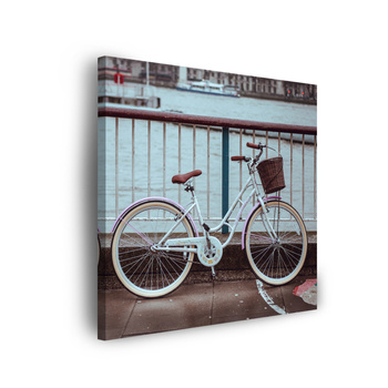 Canvas Print Vintage Bike in the City by the Bridge 90x90