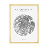 Poster Map of Mexico City circle 40X50 cm + gold frame