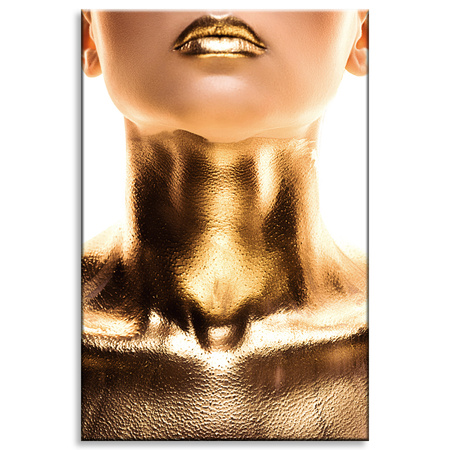 Canvas Print Woman Golden Neck and Lips Art 80x120 cm