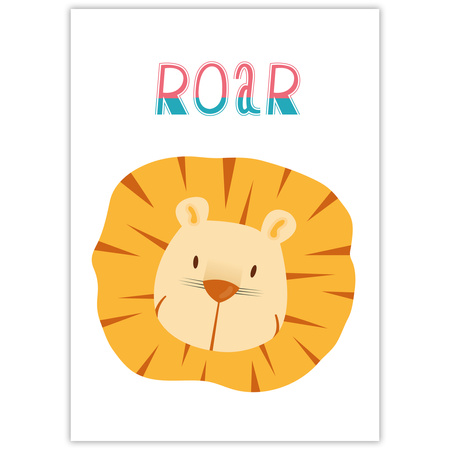 Children's Roar poster 21X29.7 cm + yellow frame