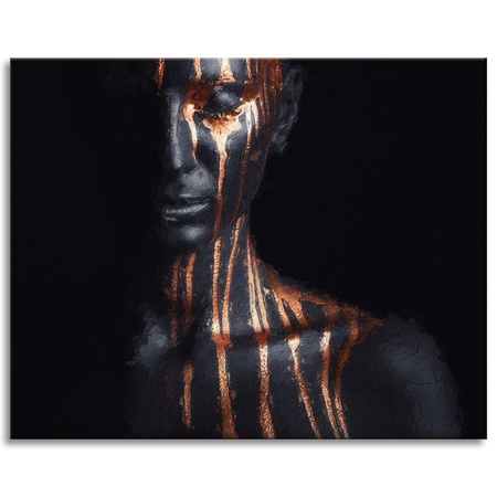 Canvas Print Black Woman Brown Stripes Art 100x80 cm