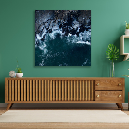Canvas Print Nature Waves Sea Rocky Beach 90x90
