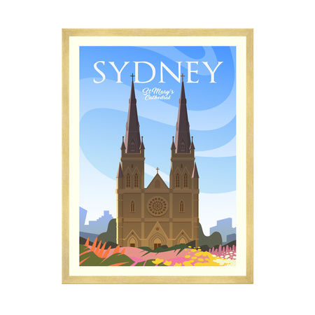 Sydney City poster 40X50 cm + gold frame