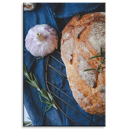 Canvas Print Bread Garlic Breakfast Rosemary Vintage 80x120