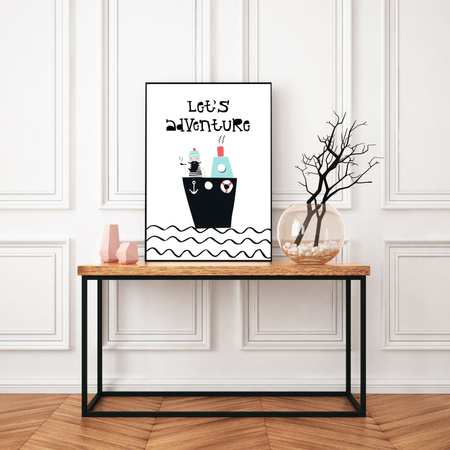 Children's poster Let's adventure 40X50 cm + gold frame