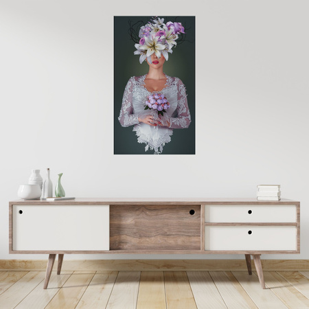 Canvas Print Woman in White Dress Nature 80x120 cm