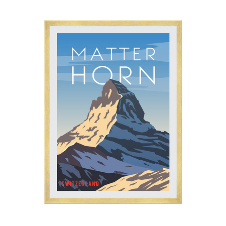 Poster Countries of Switzerland 40X50 cm + gold frame