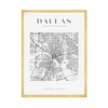 Poster Dallas city map square 40X50 cm + gold frame