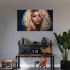 Canvas Print Black Woman Blonde Hair Curls 100x80 cm