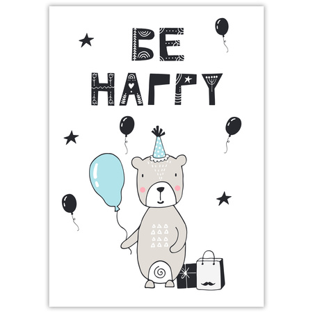Be happy Birthday Poster 50X70 cm + white frame