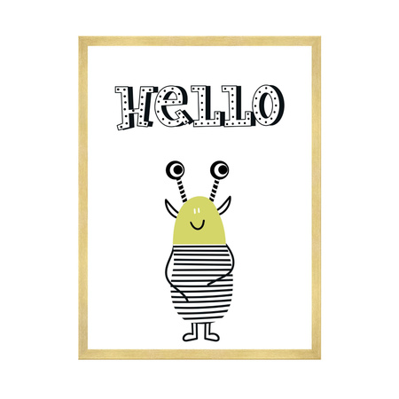 Poster Children's Hellow potworki_2 40X50 cm + gold frame