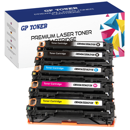 Set of 5x Toner cartridge replacement for HP Color LaserJet CP1215 CP1515N CP1518NI CM1312 CP1525N CM1415FN CM1410 M251N M276N- GP-H545/325/215CMYKK