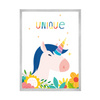 Children's Unicorn poster 21X29.7 cm + silver frame