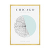 Poster Chicago city map circle 40X50 cm + gold frame
