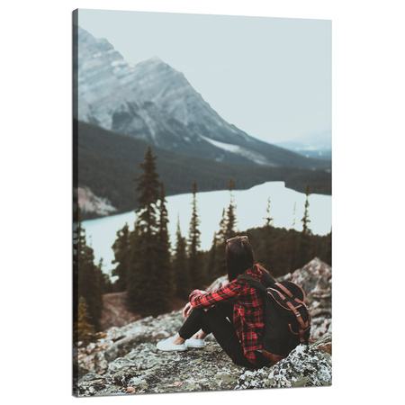 Canvas Print People Mountains Woman on the Trail 80x120