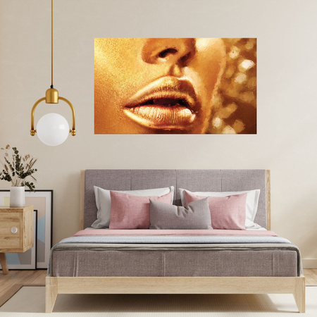Canvas Print Golden Face and Lips Art Style 100x80 cm