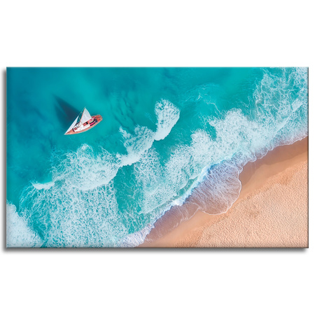 Canvas Print Sailboat Waves Sand Shore 100x60 cm