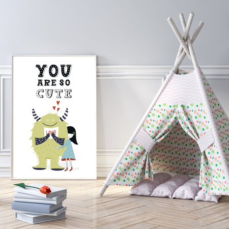 Children's poster You are so cute 40X50 cm + silver frame