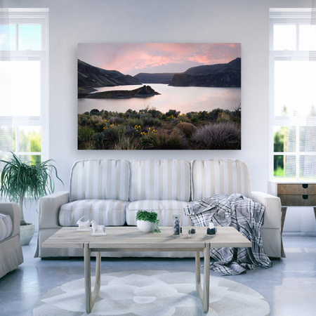 Canvas Print Nature Mountains Water Sky Flowers Plants 90x60