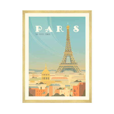 Poster of the City of Paris 40X50 cm + gold frame