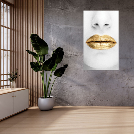 Canvas Print White Face Golden Lips Art 80x120 cm