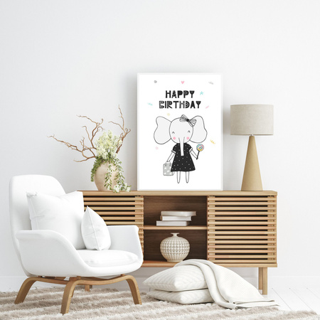 Birthday Poster Happy birthday 40X50 cm + silver frame