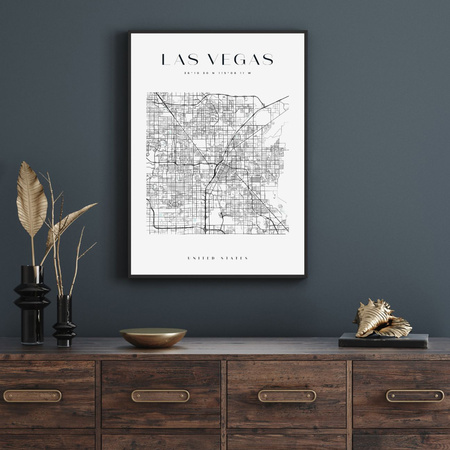 Poster Las Vegas city map square 40X50 cm + gold frame