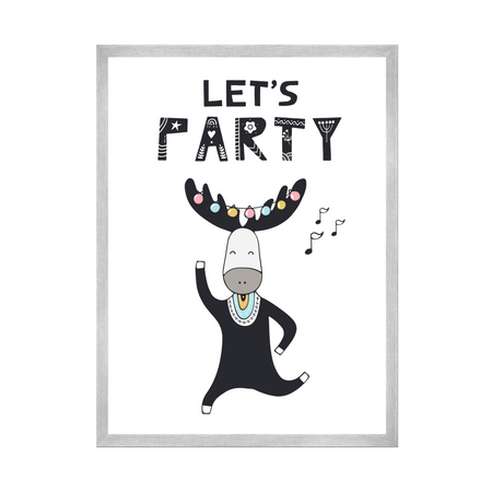 Let's party Birthday Poster 40X50 cm + silver frame
