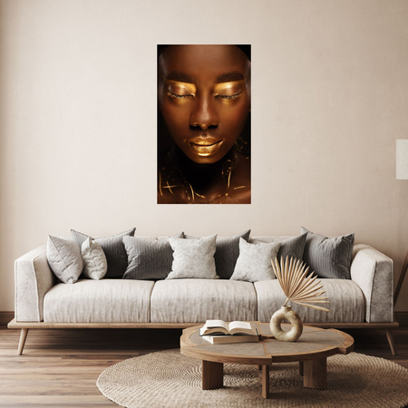 Canvas Print Woman Face Golden Elements 80x120 cm