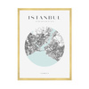 Poster Istanbul city map circle 40X50 cm + gold frame