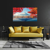 Canvas Print Colorful Leaves Town Mountain Water 100x80 cm