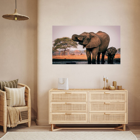 Canvas Print Elephants in Water Africa Nature 100x80 cm