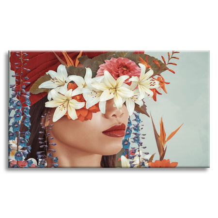 Canvas Print Woman Lips Flowers Nature 120x80 cm