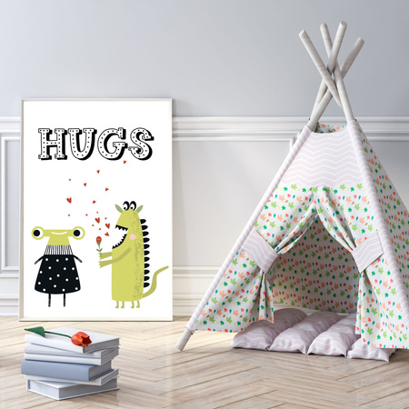 Baby Hugs poster 40X50 cm + gold frame
