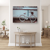 Canvas Print Vintage Bike in the City by the Bridge 90x60