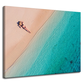 Canvas Print Woman Sunbathing on the Beach 100x80 cm