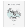 Poster Hong Kong city map heart 40X50 cm + gold frame