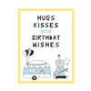 Hugs kisses Birthday Poster 24X30 cm + yellow frame